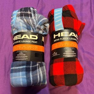 HEAD Men's Fleece Lounge Pants - Blue Plaid and Red Plaid